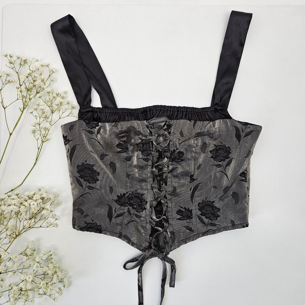 REVOLVE More to Come Celeste Corset Style Tie‎ Front Top in Black XS NEW - Picture 4 of 10